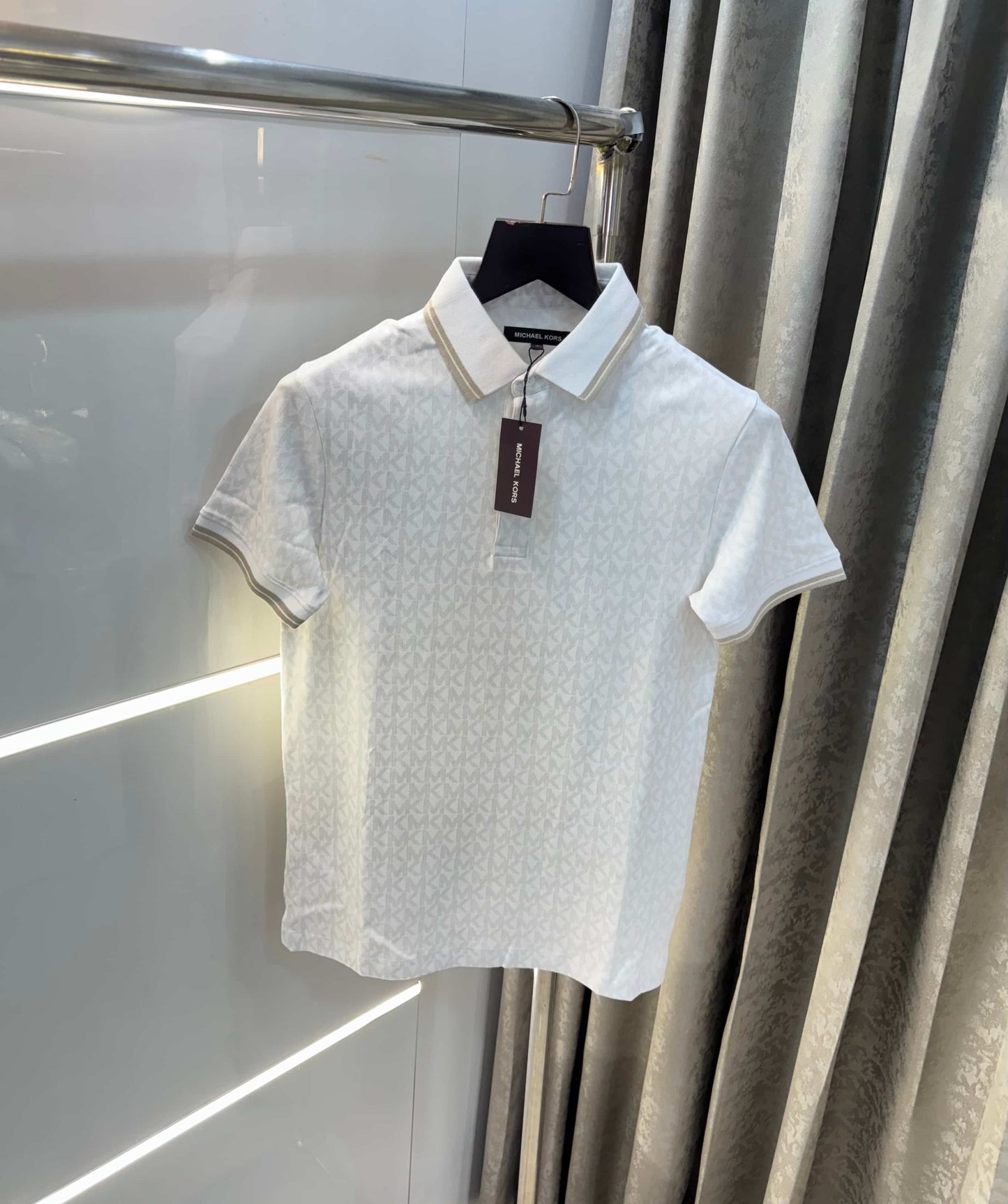 Michael Kors White Monogr...aM Premium Polo T-Shirt