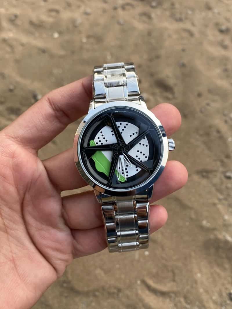 Fossil Spinner silver green