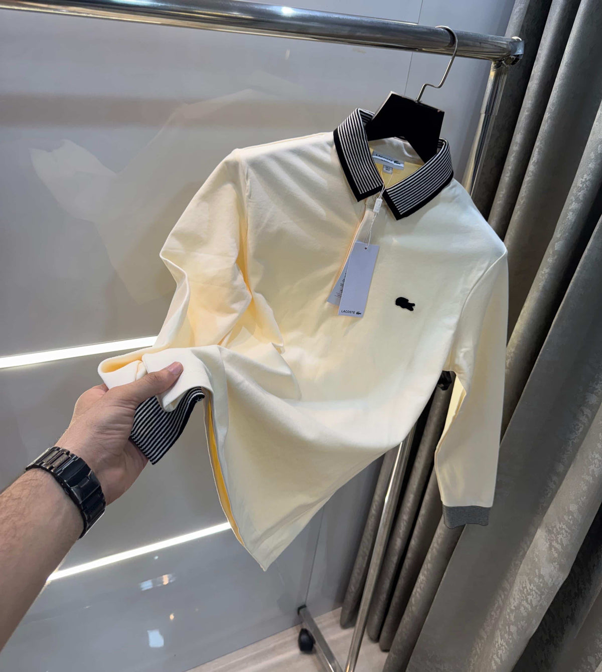 Lacost e cream Premium Classic Full Sleeves Polo T-Shirt