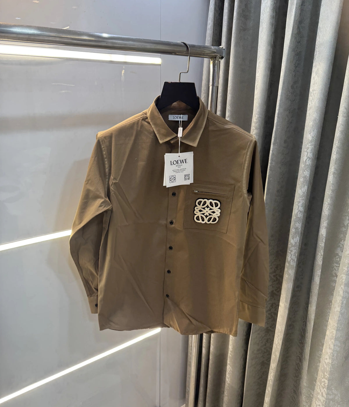 LOEWE Brown Embroidery Logo Imported Shirt