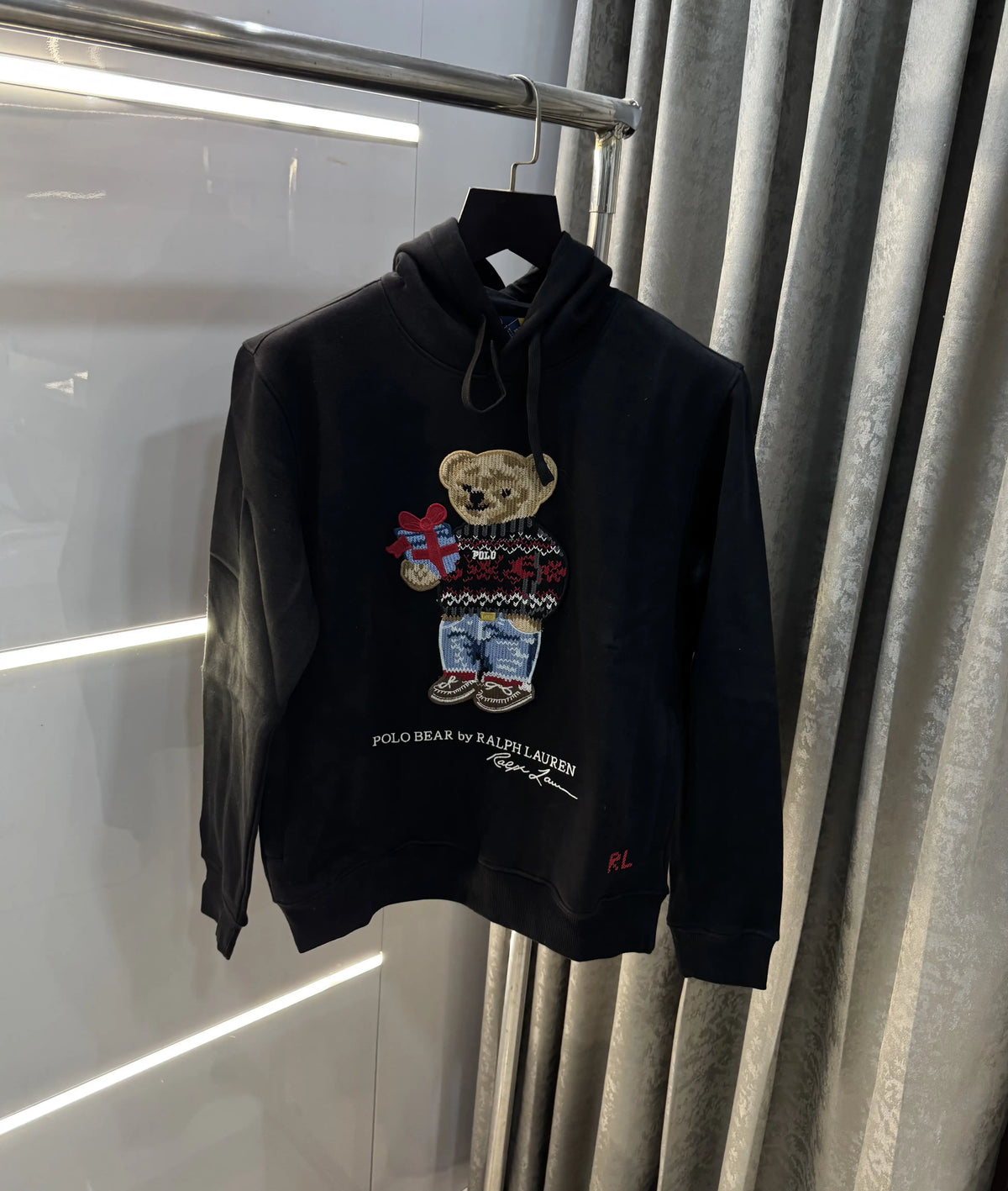 Ralph Lauren Black Teddy Edition Embroidery Logo Imported Hoodie