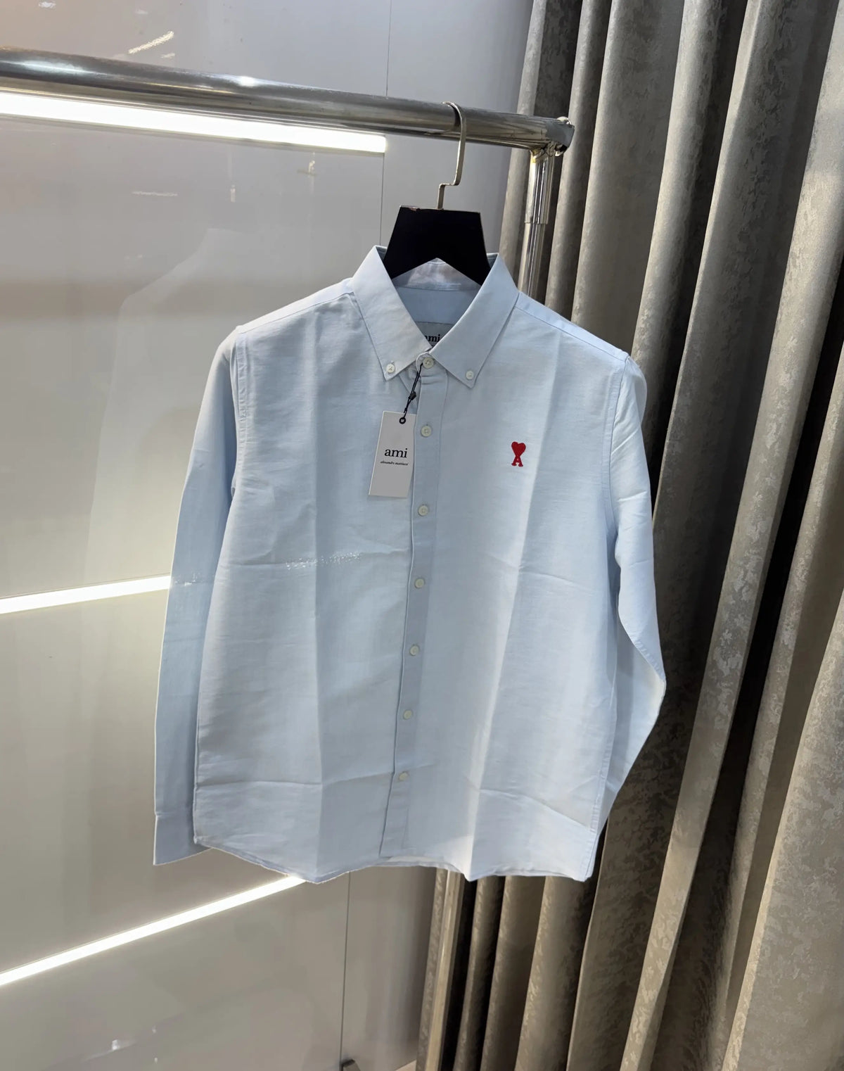 Ami Paris Sky Blue Embroidry Logo Premium Shirt