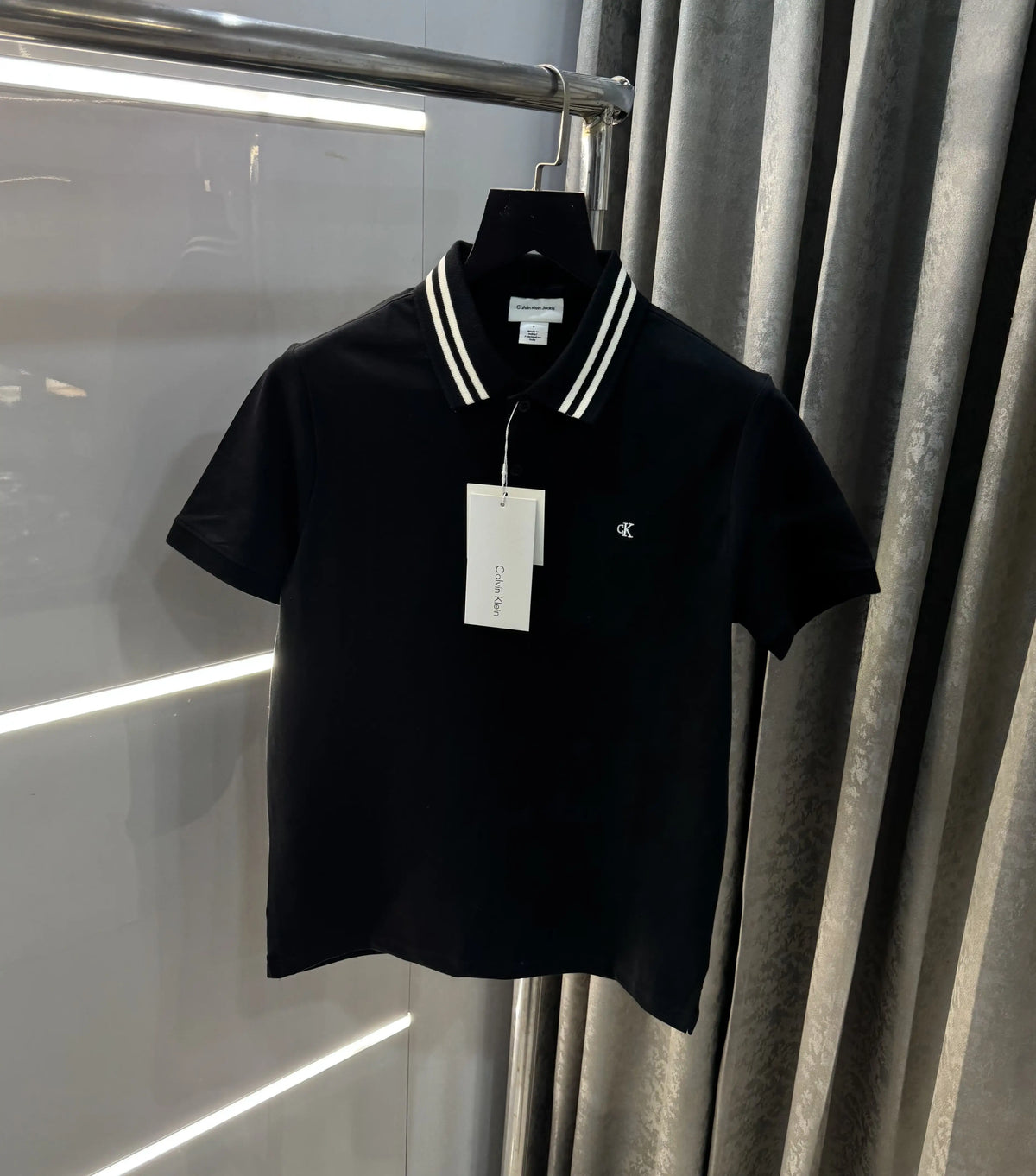 Calvin Klein Black Embroidery Logo Premium Polo T-Shirt