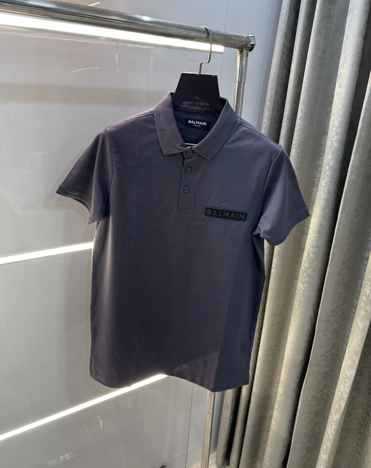 Balmai n Paris Dark Grey Logo Work Imported Polo T-Shirt