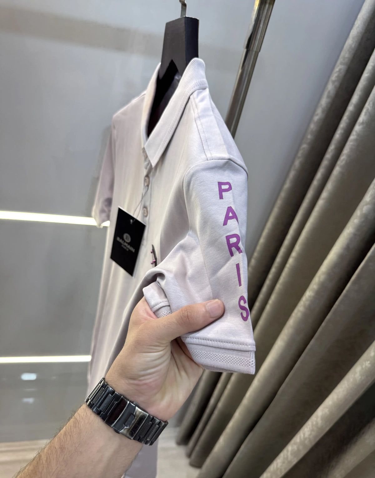 Balmai n Paris Peach Logo Work Imported Polo T-Shirt