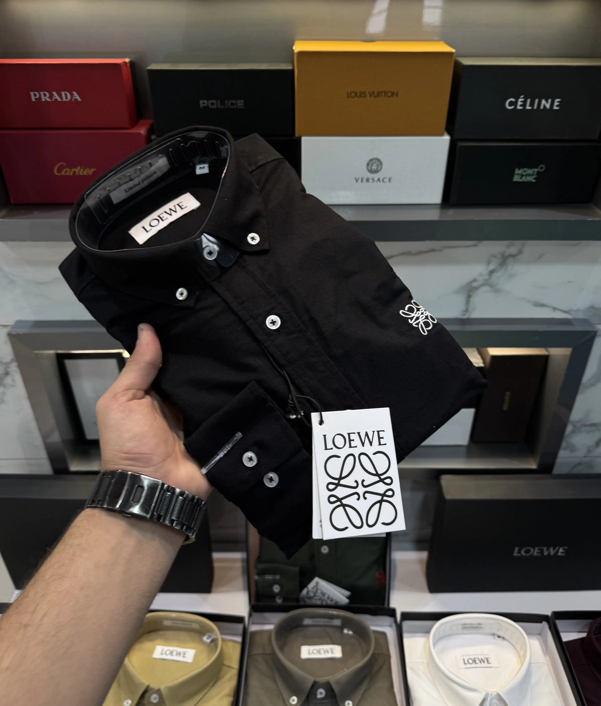 Loewe Black Embroidery Logo Shirt With Premium Box Packing
