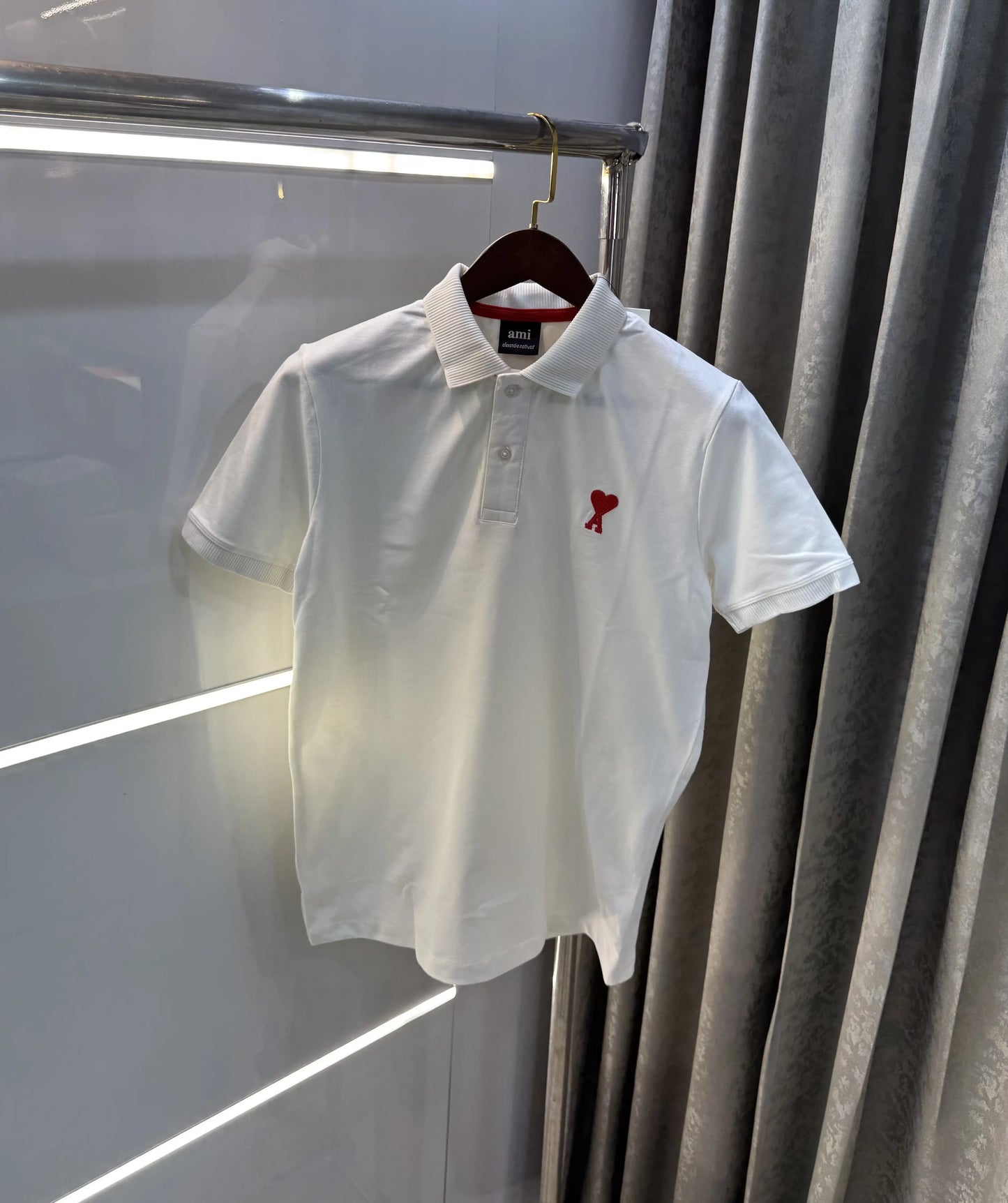 Ami Paris White Premium Polo T-Shirt