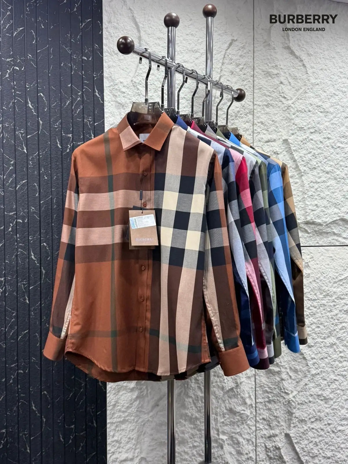 Burberr y 4 Grey Checks Premium Shirt With Original Bo_X Packing