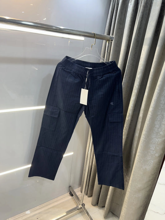 Calvin  Klein Navy Blue Stripes Classic Trouser