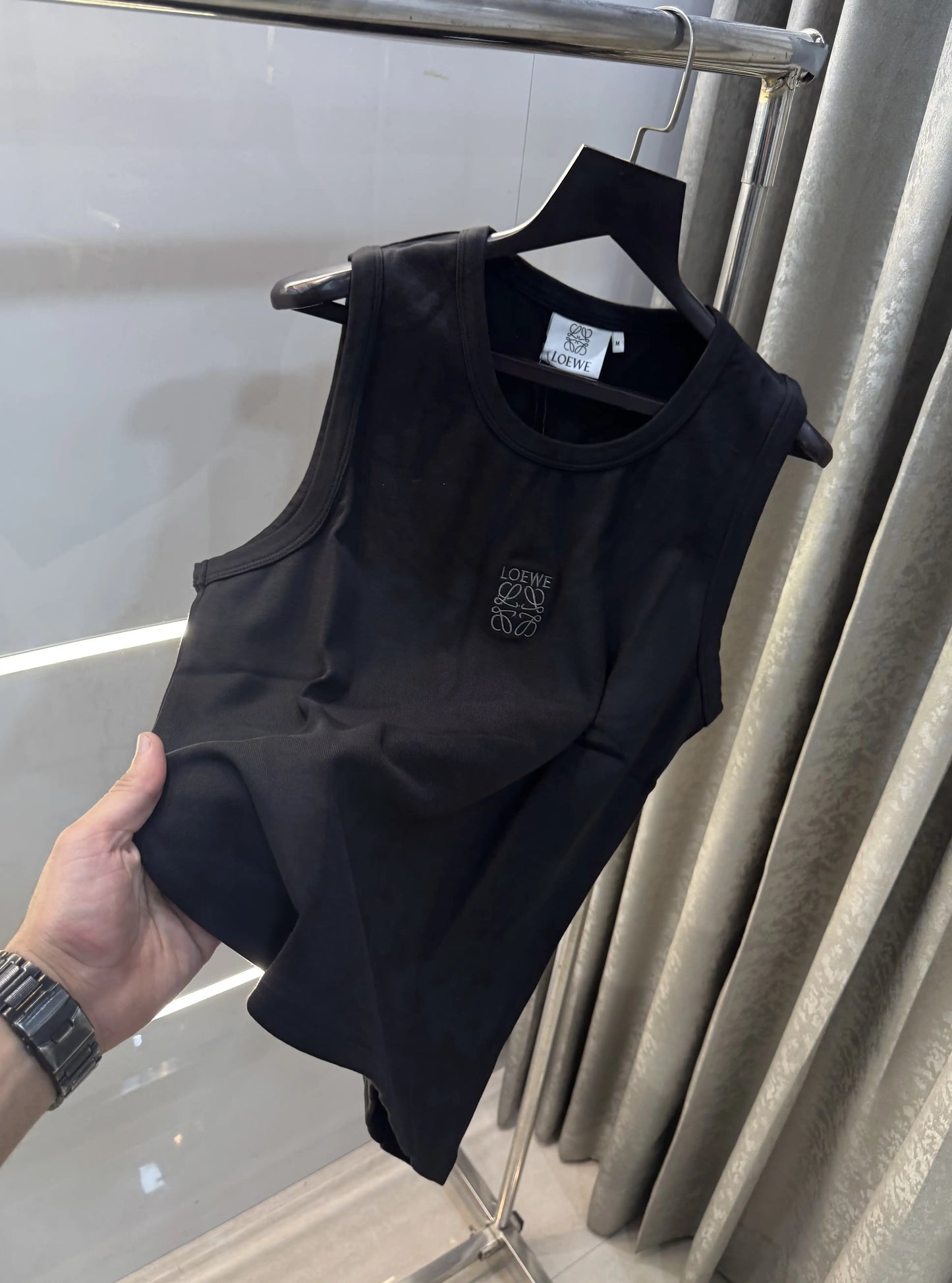 Loewe Black Embroidery Logo Premium Sando