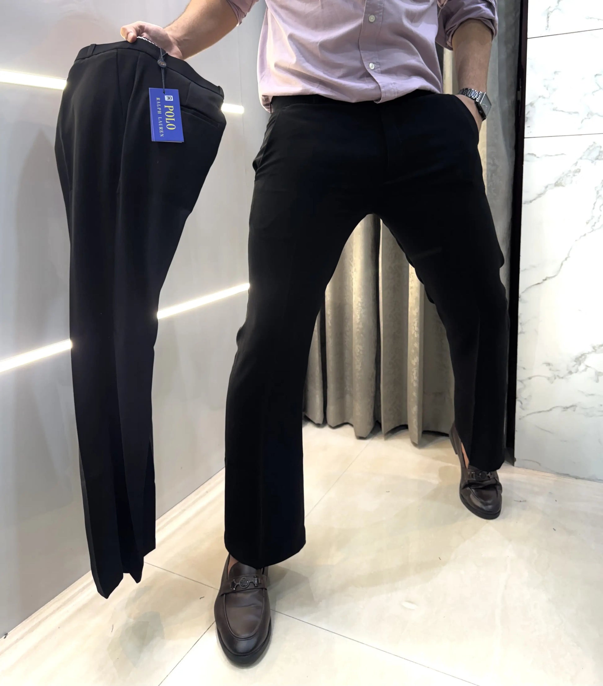 Ralph  Lauren Jet Black Imported Boot Cut Trouser
