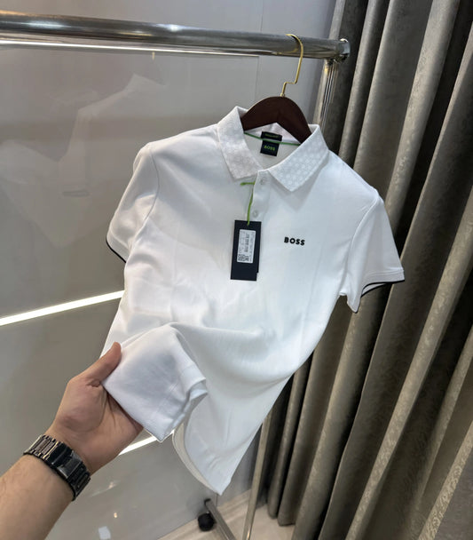 Hugo  Boss White Premium Polo T-shirt