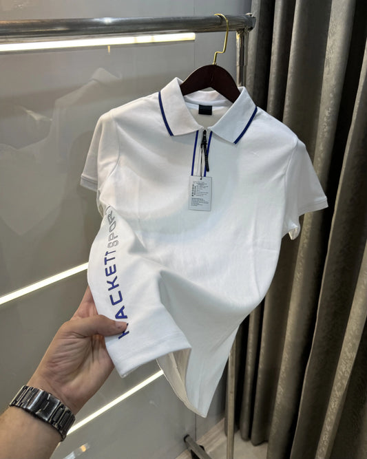 Hacket White Logo Work Premium Polo T-Shirt