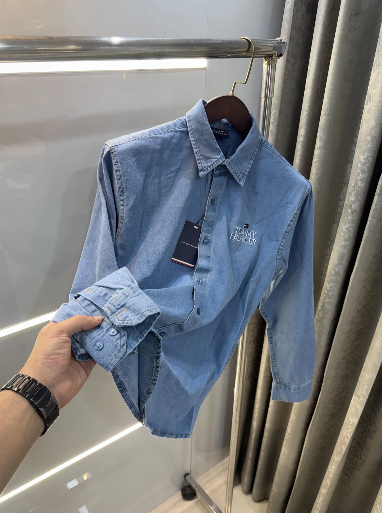 Tommy Hilfiger Sky Blue Logo Work Premium Shirt