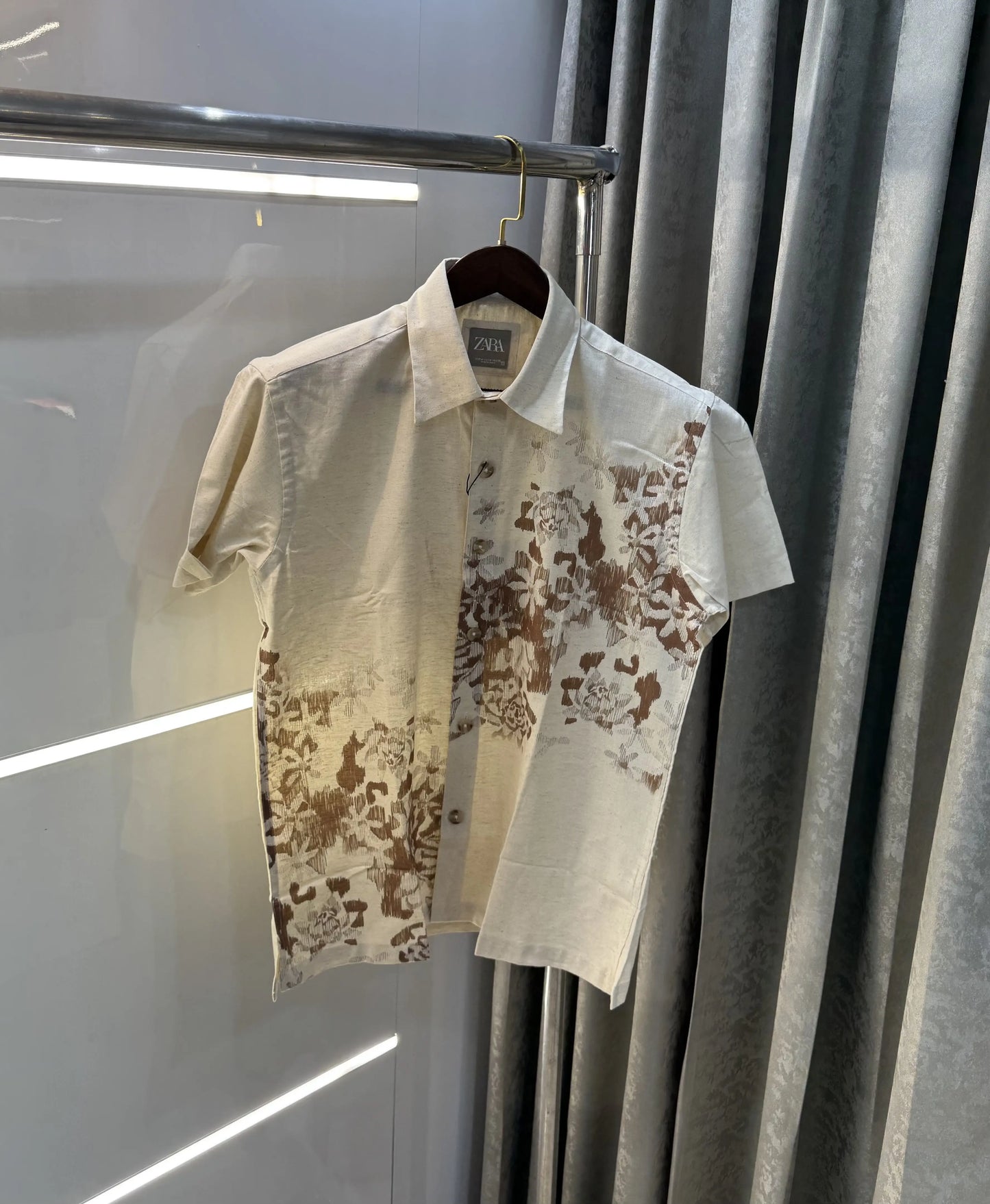 Zara Beige Brown 4 Premium Linen Shirt
