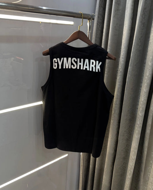 Gym Shark Black Embroidery Logo Premium Sando