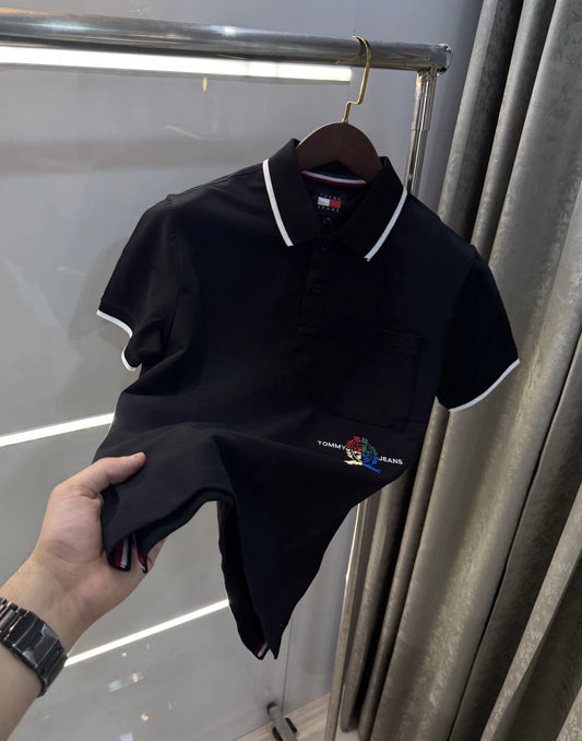 Tommy Hilfiger Black Premium Polo T-shirt