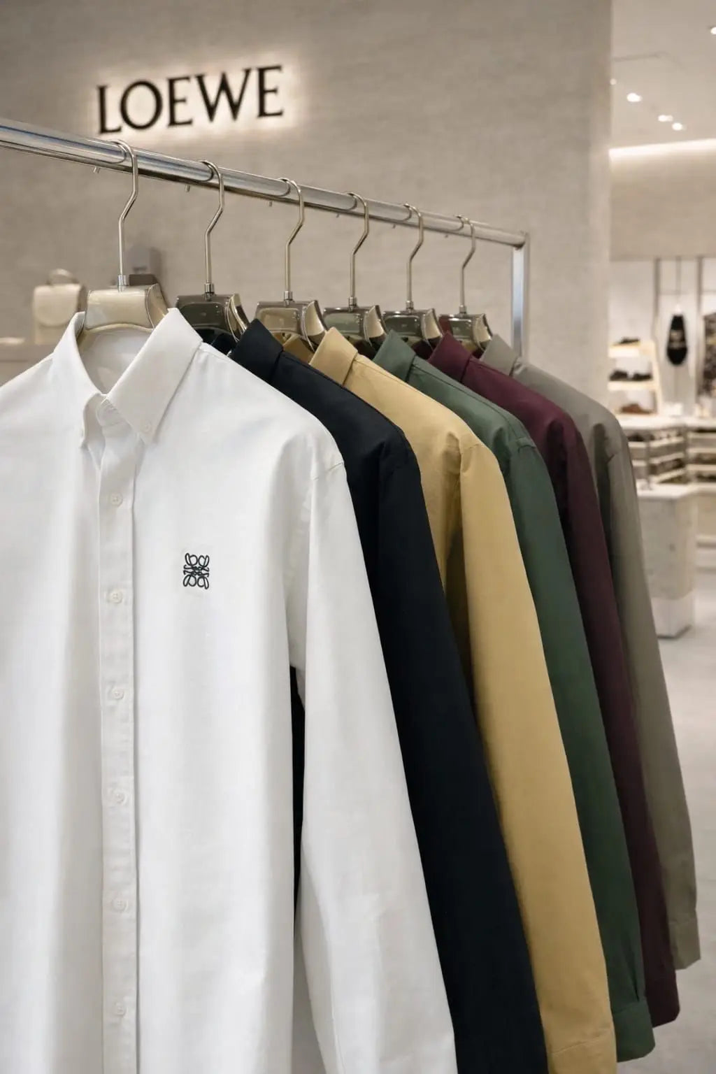 Loewe Dark Olive Embroidery Logo Shirt With Premium Box Packing