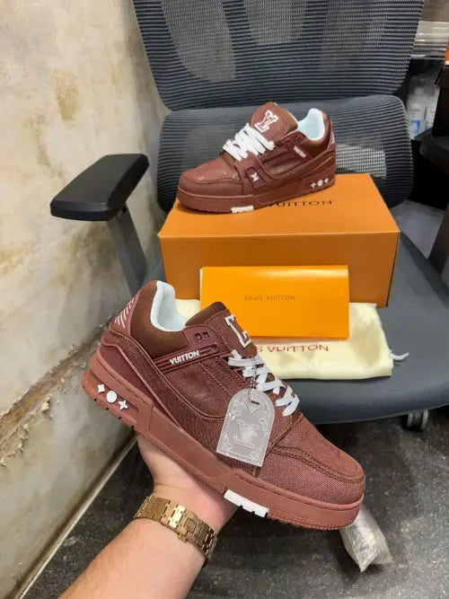 Louis_ Vuitton Trainer Brown Denim With All Accessories