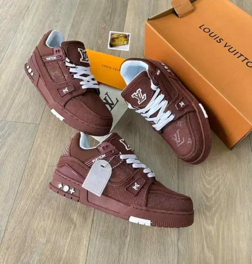 Louis_ Vuitton Trainer Brown Denim With All Accessories
