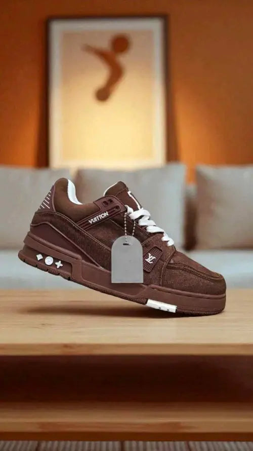 Louis_ Vuitton Trainer Brown Denim With All Accessories